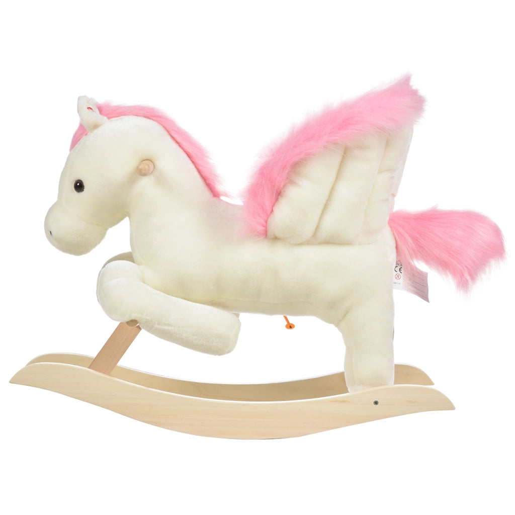 Cavallo a Dondolo ¨C zephmum ¨C Bianco, Rosa, Legno di Pioppo, 70x28x57cm