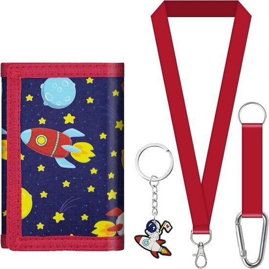 Portafoglio per bambini con cordoncino e anello per le chiavi - Ideale regalo di compleanno per bambini