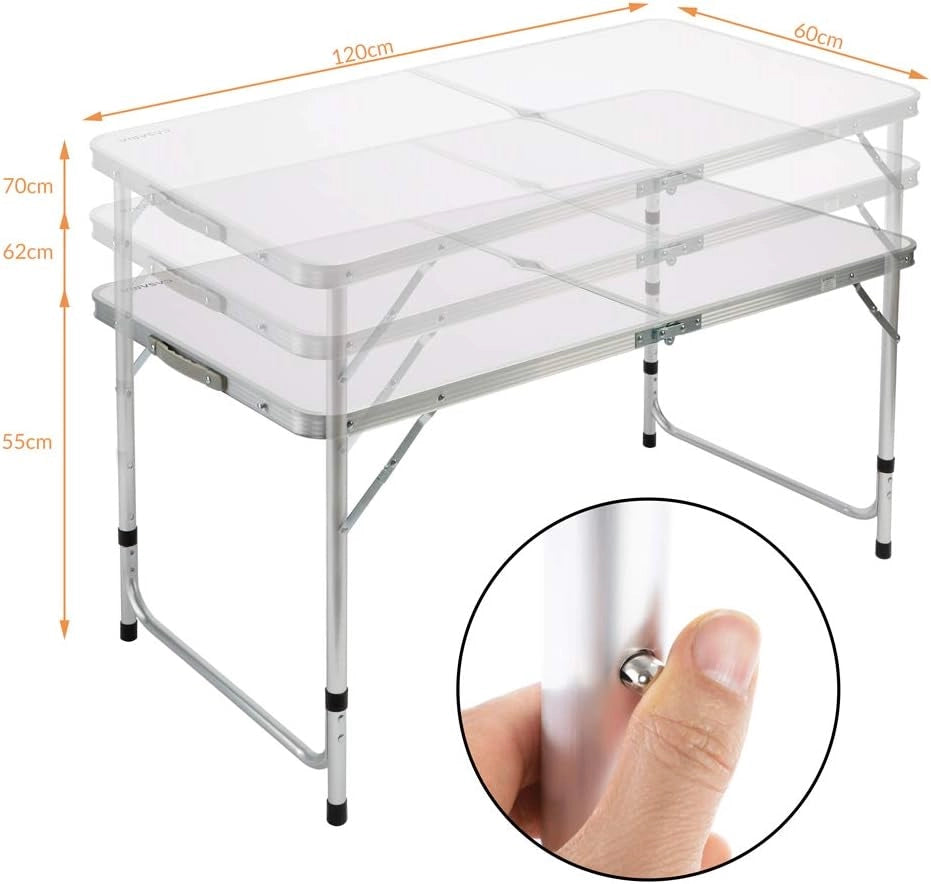 Set Mobili Campeggio Casaria Tavolo Pieghevole 4 Sgabelli Richiudibili Funzione Valigia Trasporto