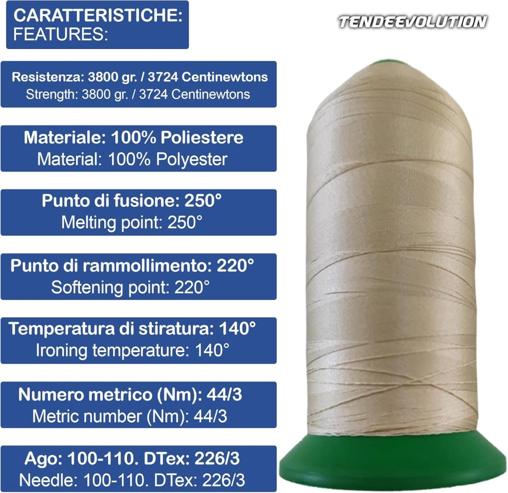 Filo da Cucito in Poliestere Grigio - 3500 mt - Versatilite & Resistente - Made in Italy - Ideale per Tutti i Progetti di Cucitura