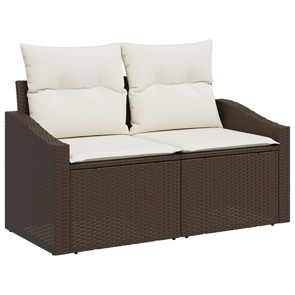 Set di divani 8 pz Marrone e Bianco Crema 3448218