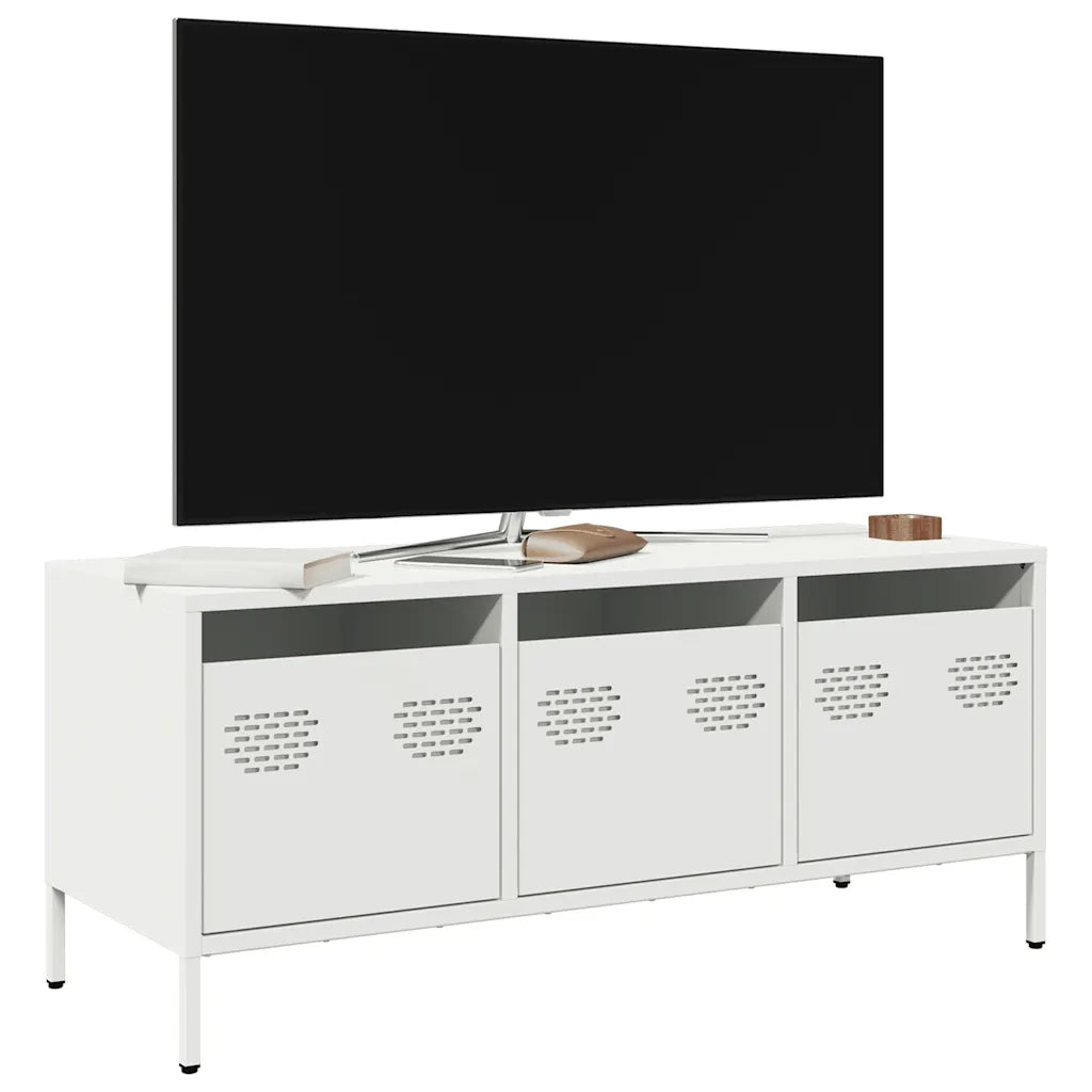 Mobile TV Bianco 101,5x39x43,5 cm in Acciaio Laminato a Freddo 851231