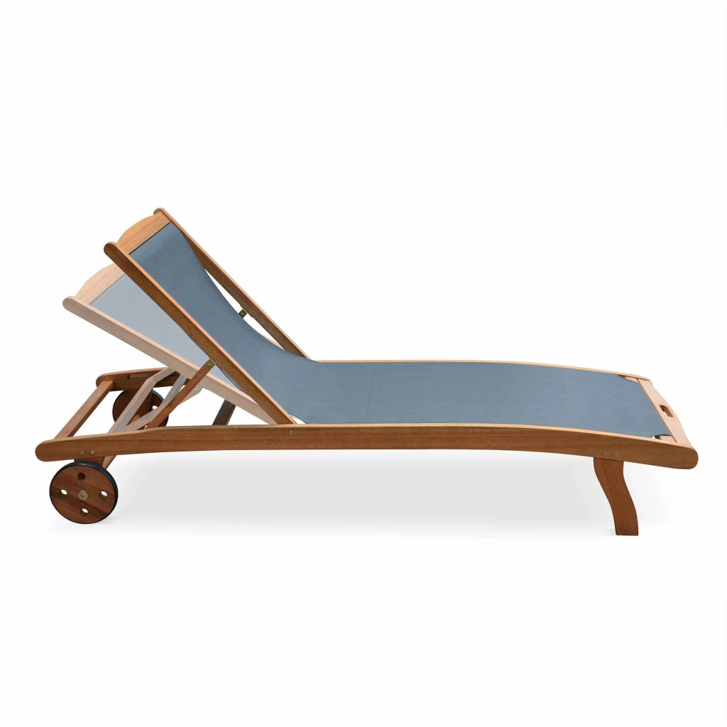 Set 2 lettini prendisole in legno multiposizione con ruote, antracite