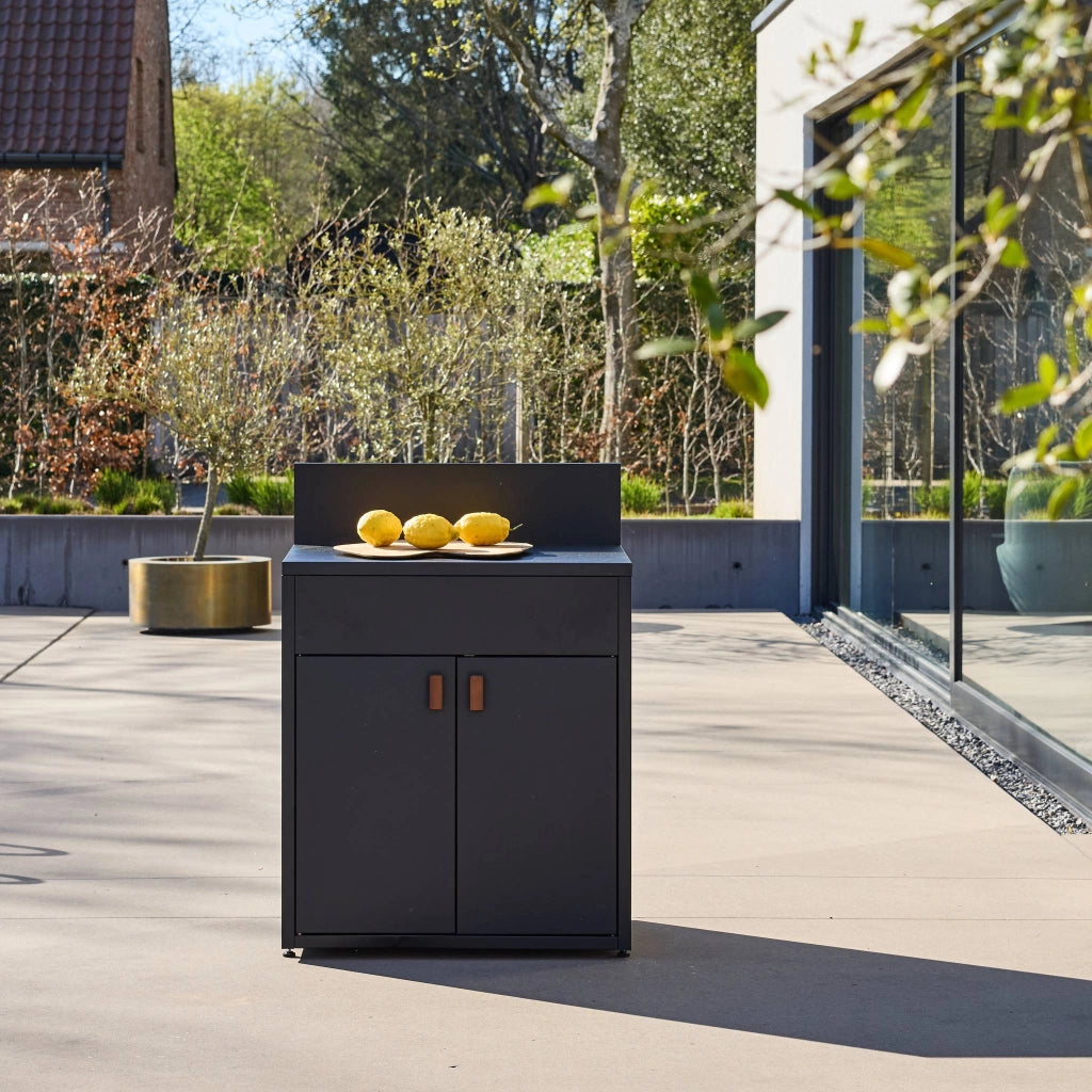 Cucina da esterno in acciaio con 2 ante, 80cm, nero