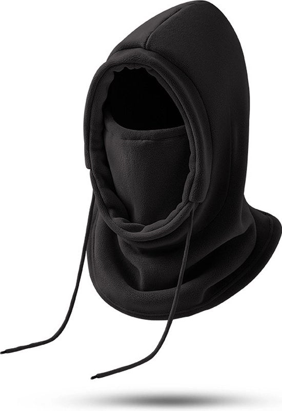 Muta per inverno - protezione completa, impermeabile, calda - muta per bicicletta esterna, visiera calda - set di muta, visiera e collo caldo a doppia pelle - misura per capelli 56-58cm - colore nero