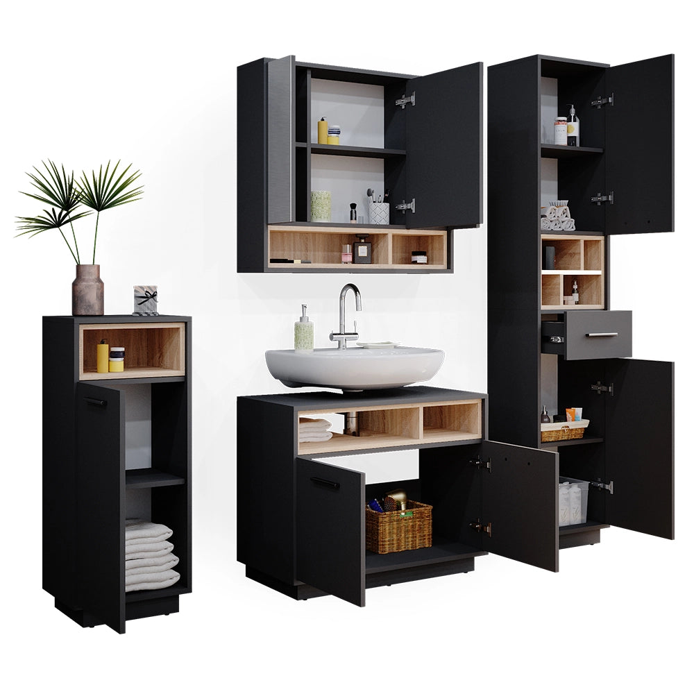 Vicco Set mobili bagno Antracite 4 parti