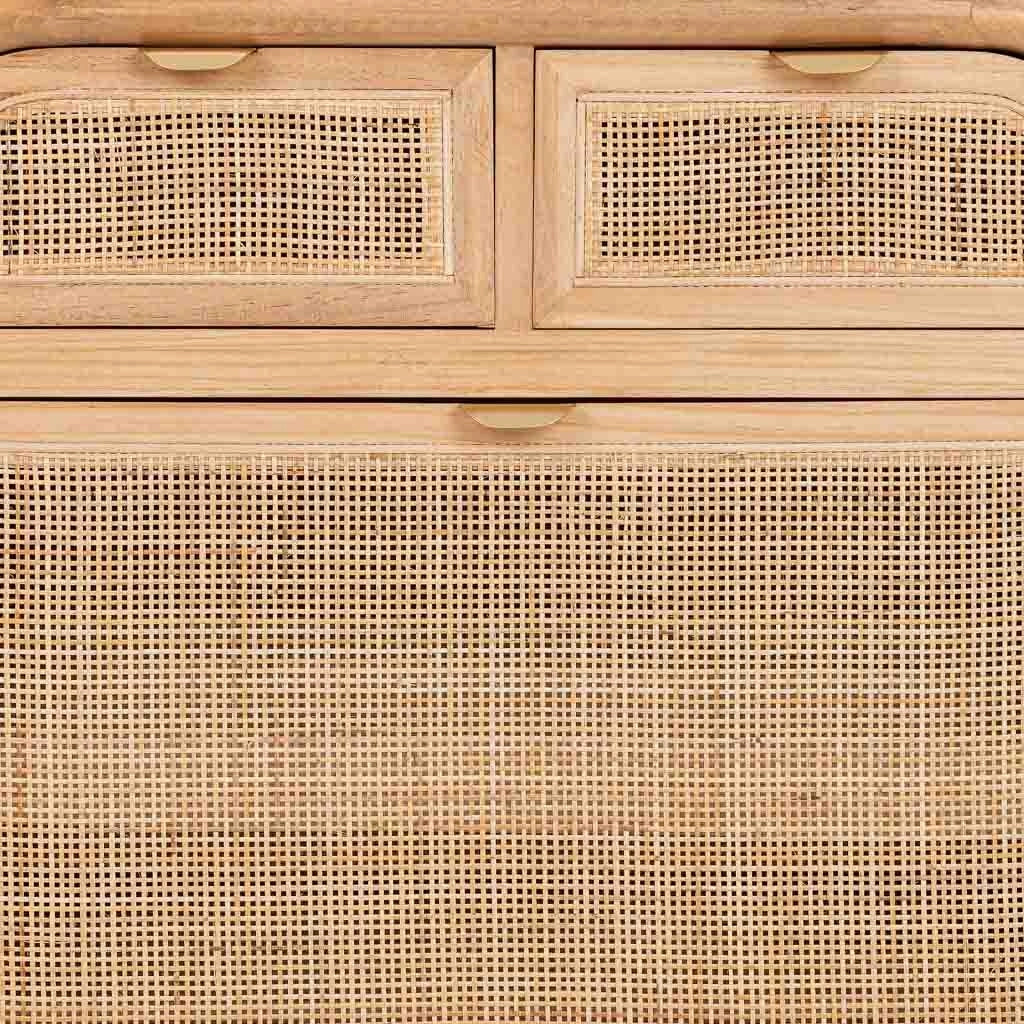 Scarpiera in legno e rattan marrone 70x32x120h cm