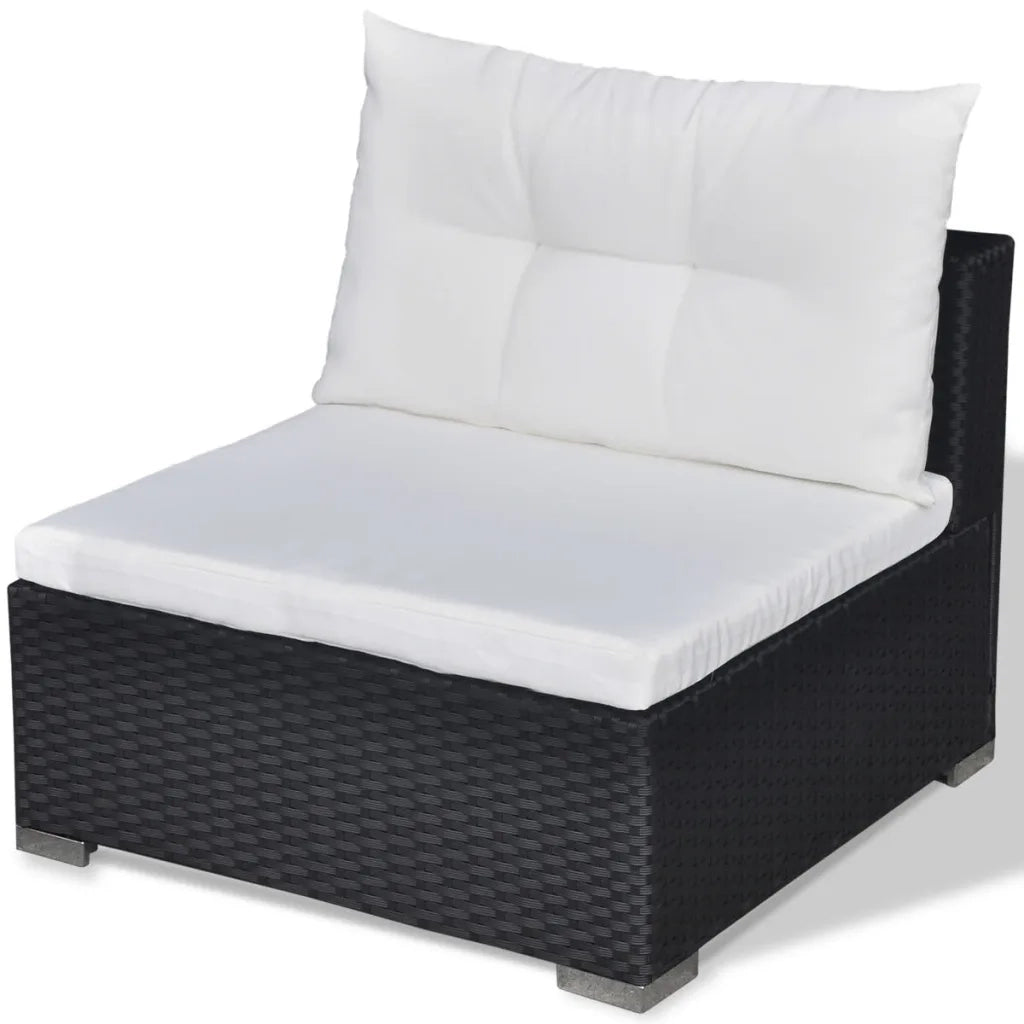 Set Divani da Giardino 5 pz con Cuscini in Polyrattan Nero 42100