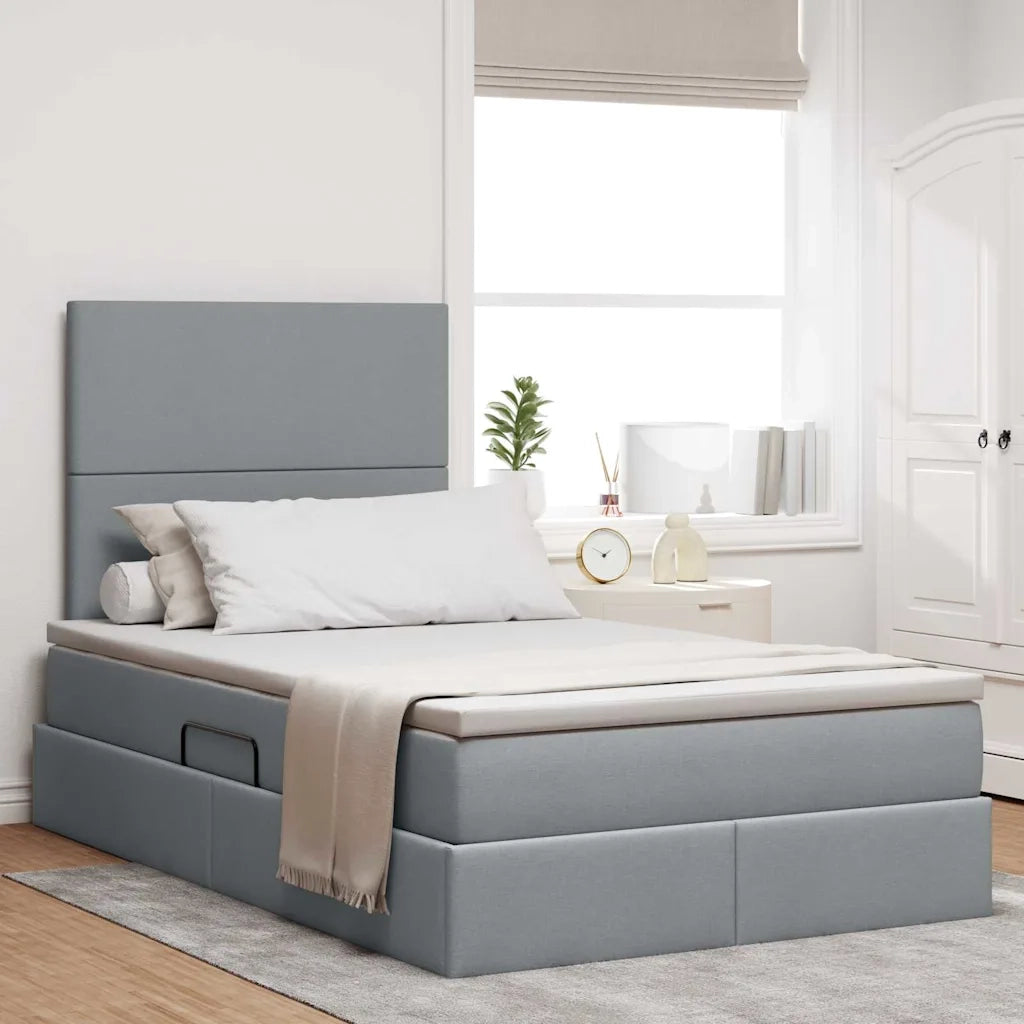 Letto con contenitore e LED con led Grigio chiaro 120 x 200 cm