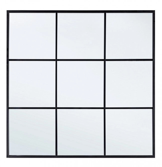 Specchio con Cornice Window Nucleos Nero in Metallo