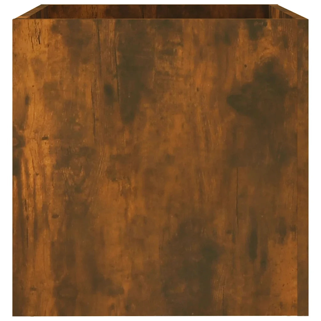 Fioriera | Cassetta per fiori | Vaso Rovere Fumo 40x40x40 cm in Legno Multistrato
