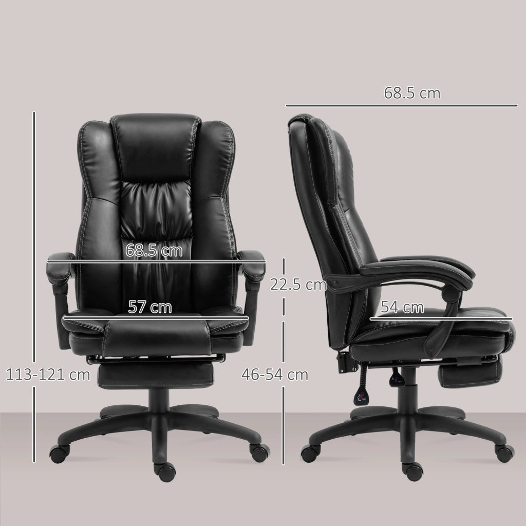 Sedia da Ufficio con Massaggio e Altezza Regolabile ¨C Zephmum ¨C Nera, Similpelle, 68.5x68.5x113-121 cm