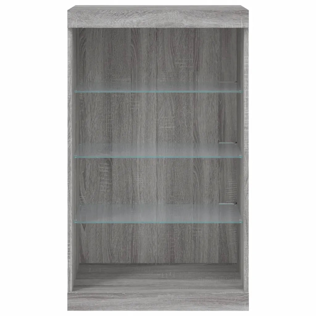 Credenza con Luci LED-Buffet-Armadio da cucina Grigio Sonoma 60,5x37x100 cm 217415