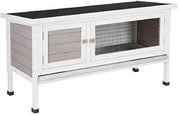 Casa coniglio 116 x 45 x 62 cm bianco grigio - Gabbia per conigli per esterno
