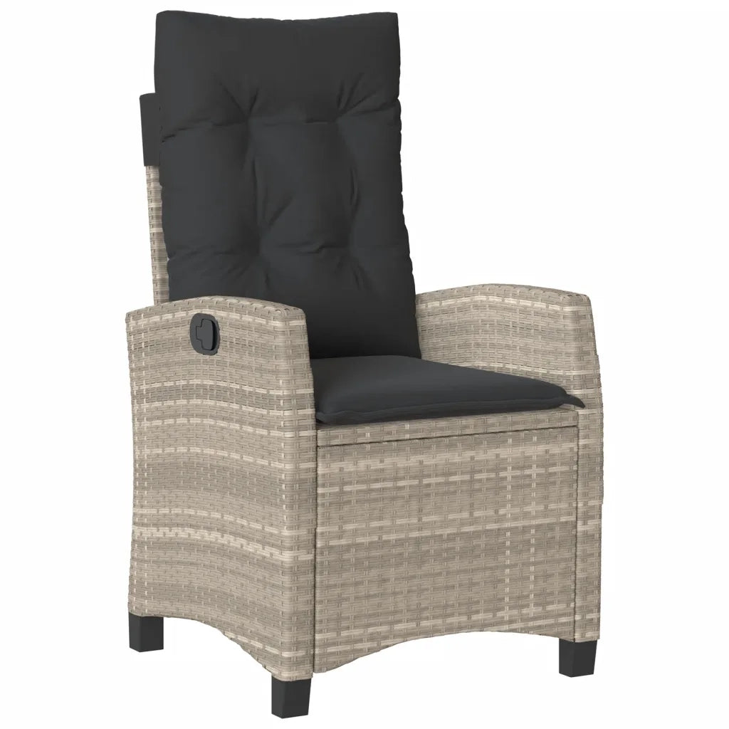 Set Pranzo da Giardino 3pz con Cuscini Grigio Chiaro Polyrattan 3212852