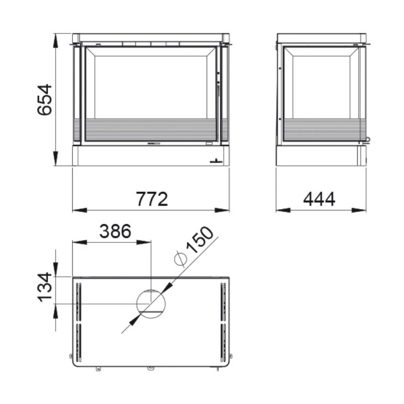 Inserto Camino Doppia Combustione 772x654 Bronpi Versalles-C 13 KW
