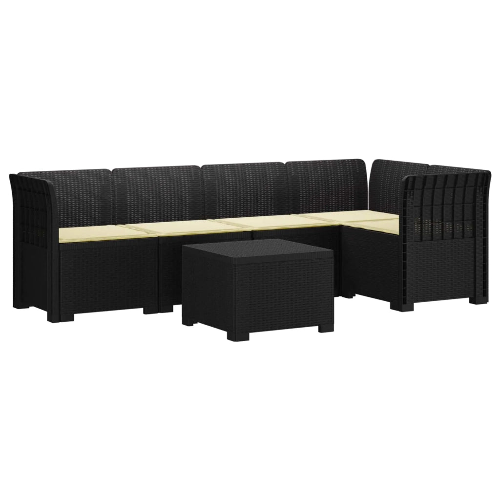 Divano da Giardino 5 Posti con Cuscini Stile Rattan PP 3444070