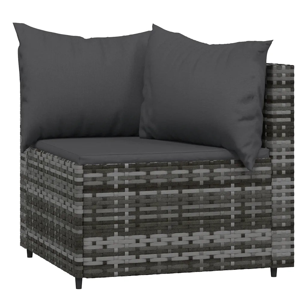 Set Divani da Giardino 3 pz con Cuscini in Polyrattan Grigio 319775