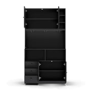 Credenza da cucina con 3 portabicchieri; LED RGB; prese integrate; per cucina e sala da pranzo; 100 × 40 × 180 cm