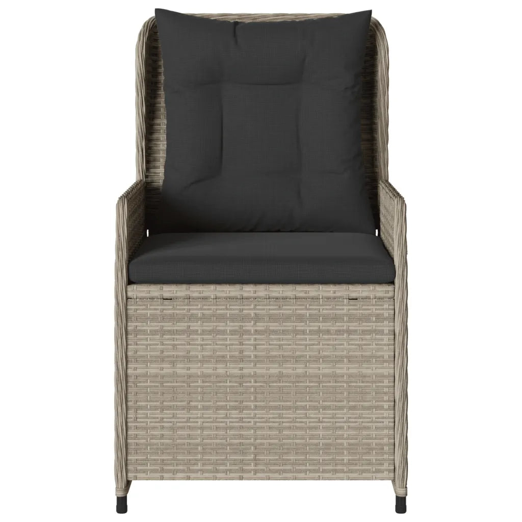 Sedie da Giardino Reclinabili 2 pz Grigio Chiaro Polyrattan 368657