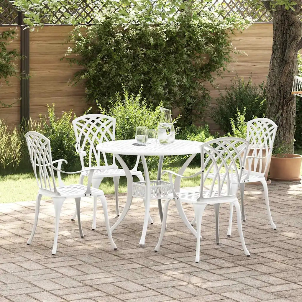 Set da Pranzo per Giardino 5 pcs Bianco Alluminio