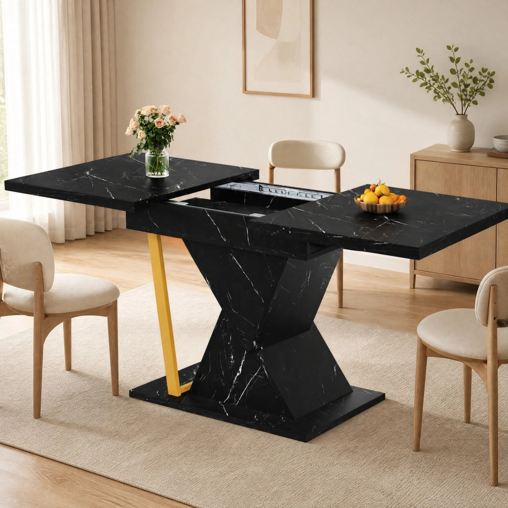 Tavolo da pranzo allungabile nero 110-140x80 cm
