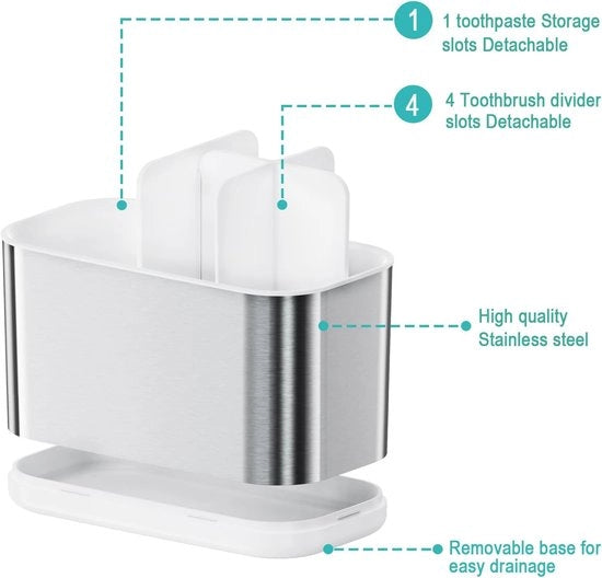 Oggetto di Supporto per Spazzola Dentale in Acciaio Inossidabile - Rimovibile e Facile da Pulire - Adatto per Spazzole Dentali Elettriche - Supporto di Stoccaggio per la Stanza da Bagno e il Bancone (Piccolo)