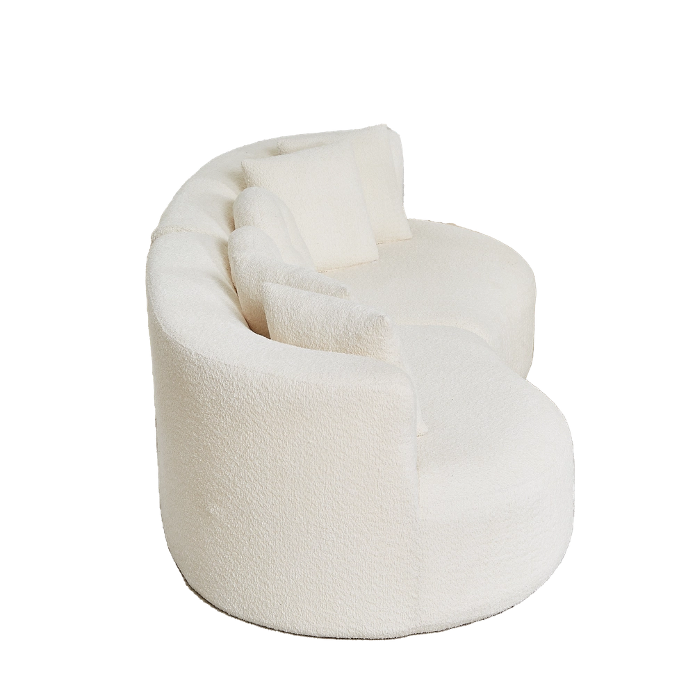 Divano modulare 2 posti ¨C Minimal ¨C crema tessuto imbottito con 6 cuscini