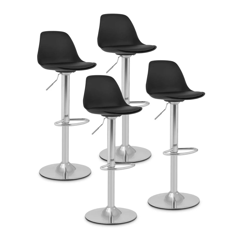 Set di 4 sgabelli da bar con basamento cromato nero schienale 14_0003746