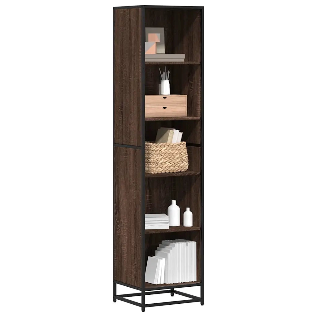 Libreria-Scaffale per Libri-Mobile di Stoccaggio Rovere Marrone 40x35x170,5 cm in Legno Multistrato