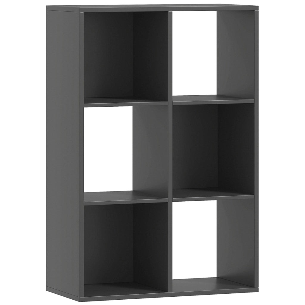 Libreria a Cubi con 6 Ripiani Portaoggetti, in Legno, 61.5x29.5x91.5 cm, Nero