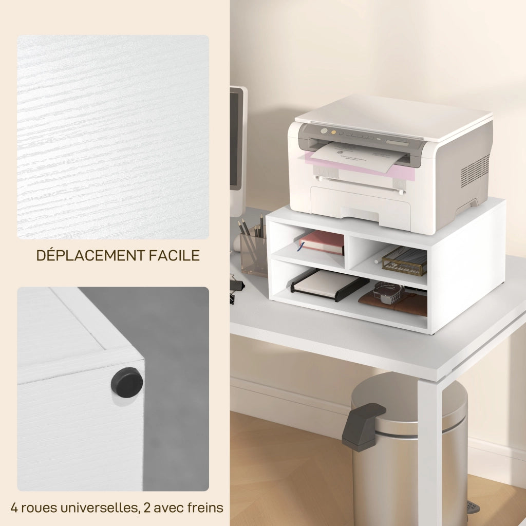 Scrivania con organizzatore e supporto stampante ¨C zephmum ¨C bianco 47x40x22,5 cm
