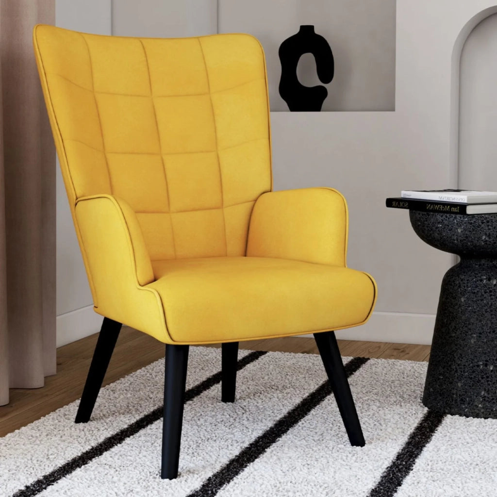 IDMarket - Poltrona scandinava ANIA in velluto giallo