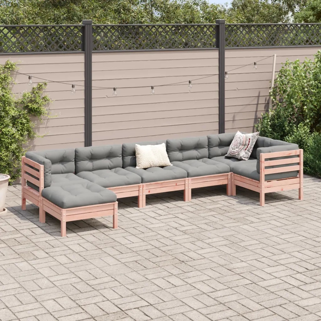 Set Divani Giardino 7 pz Cuscini Legno Massello Abete Douglas