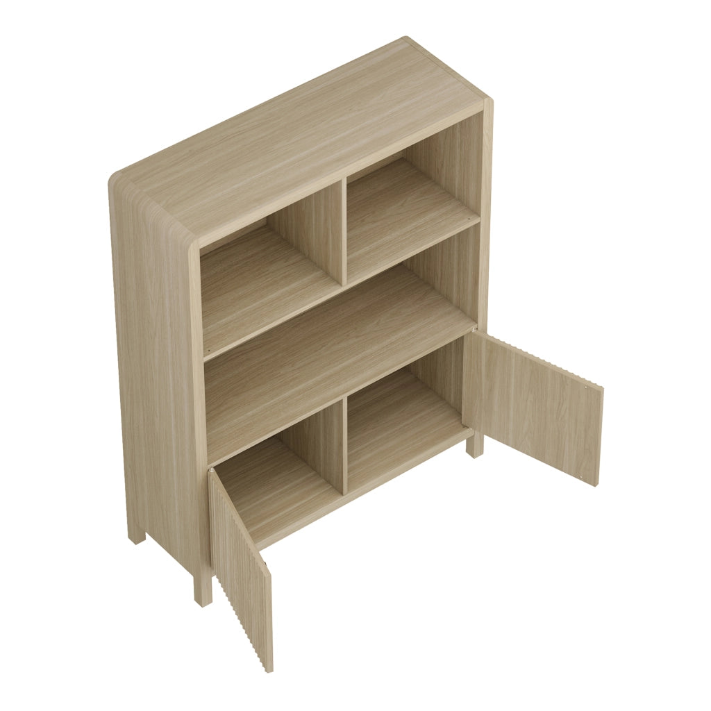 Credenza Bassa Lukkodso con 2 Ante e Scomparti Aperti 103x80x28 cm Effetto Rovere [en.casa]