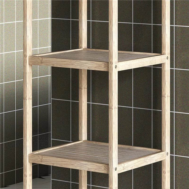 MOBILE BAGNO MODERNO A 4 LIVELLI ANTIRIBALTAMENTO IN BAMBÙ 33X31X110 CM COLOR LEGNO