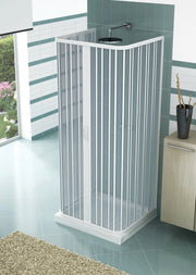 Box doccia tre lati apertura totale centrale a soffietto in pvc h.185cm Doliso Legrese Bianco,80x120x80 cm