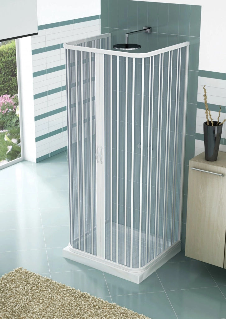 Box doccia tre lati apertura totale centrale a soffietto in pvc h.185cm Doliso Legrese Bianco,80x120x80 cm