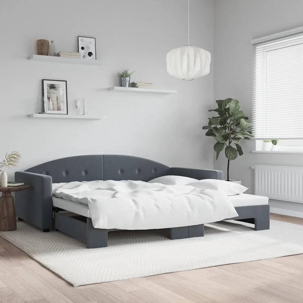 Divano Letto con Letto Estraibile-Sofa Letto-Daybed Grigio Scuro 100x200 Velluto 265325