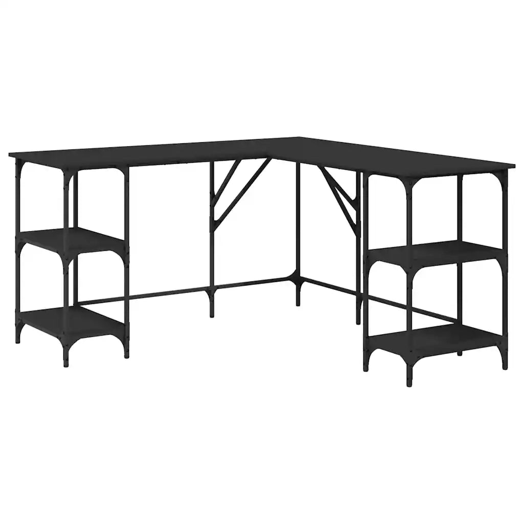 Scrivania Nera 139x139x75 cm in Legno Multistrato 837592
