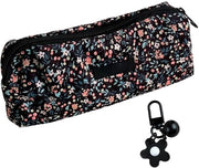 Borsa di Stoccaggio Portatile Nero - Tessuto a Rilievo - Borsa di Cosmetici/Toilette - Dimensioni 20 x 7 x 4,5 cm - Inclusa Viti per Appendiabiti