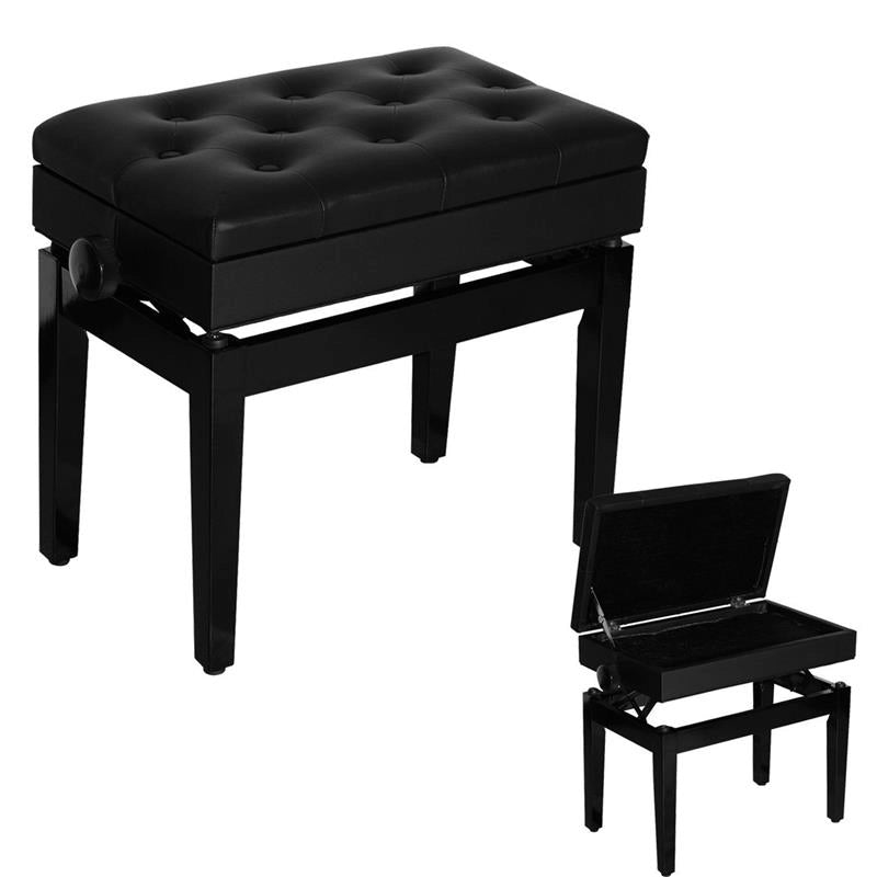 SGABELLO PER PIANOFORTE CON VANO PORTAOGGETTI ALTEZZA REGOLABILE NERO