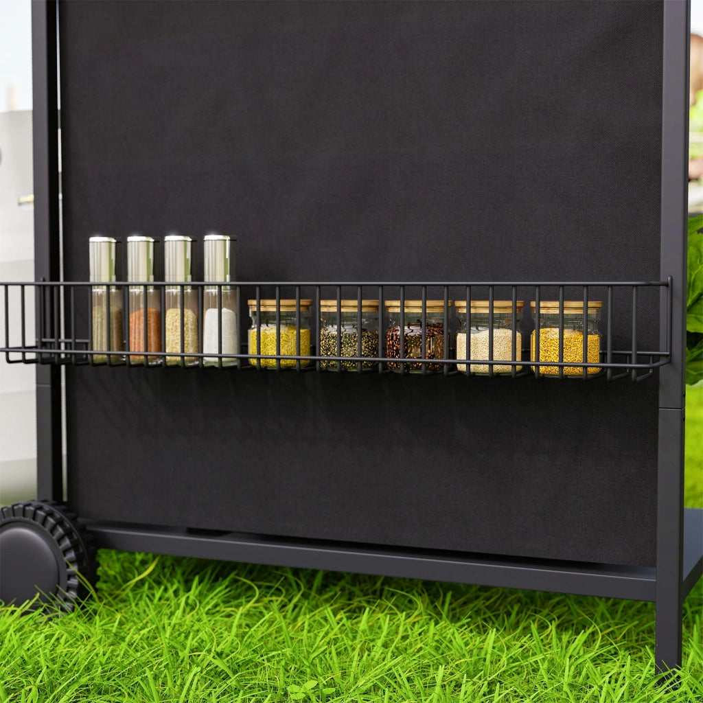Barbecue a Gas con 4+1 Bruciatori Indipendenti 121x54x97 cm Coperchio con Termometro Nero