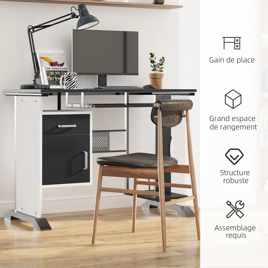 Scrivania per computer ¨C zephmum ¨C MDF nero e bianco 100x52x75 cm