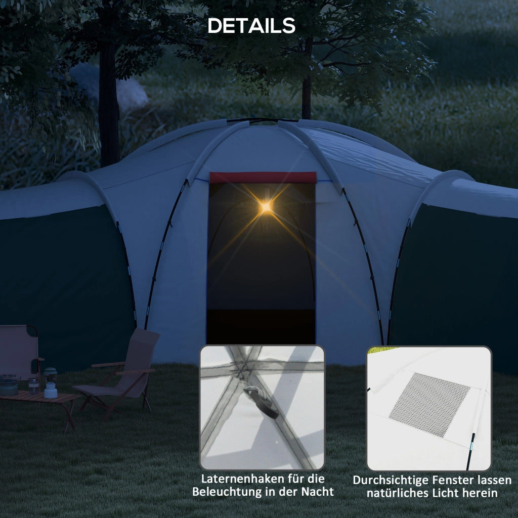 Tenda da campeggio 4 stanze per 6-9 persone ¨C zephmum ¨C Verde 615x615x225 cm