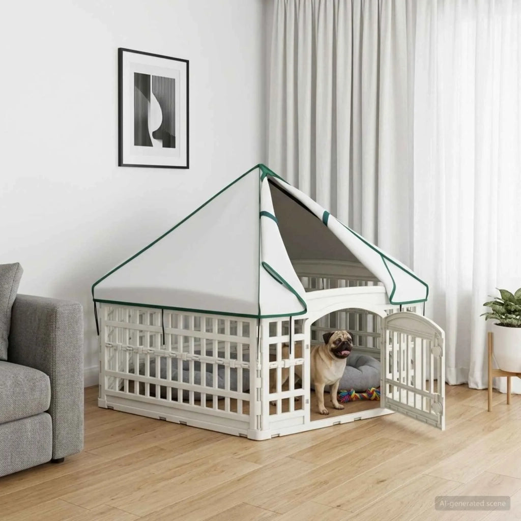 Panchetto per Cani a 6 Pannelli Bianco 179 x 151 x 114 cm 42027224