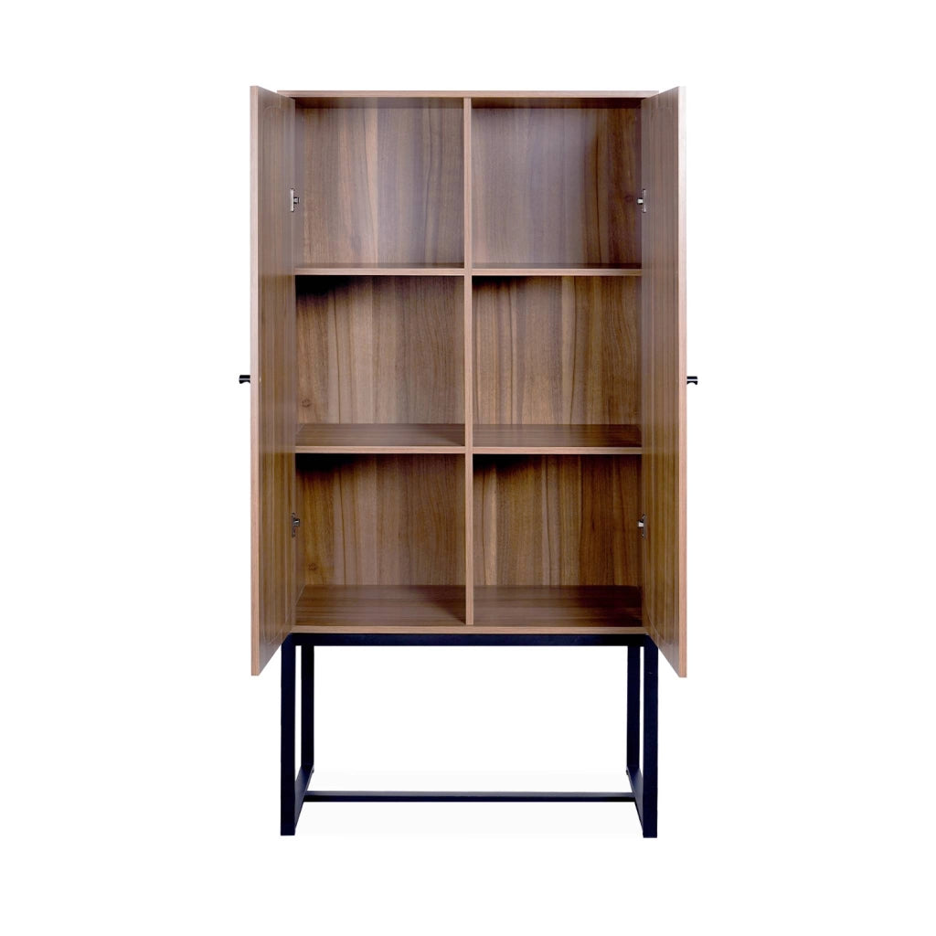 Credenza a 2 ante in canna e legno, 165cm, marrone naturale