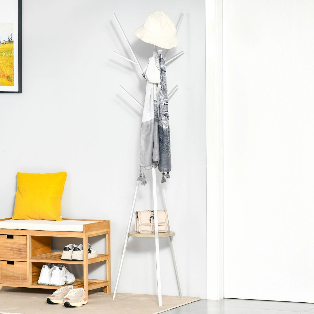 Appendiabiti con ripiano e 8 ganci ¨C zephmum ¨C bianco 80x40x150 cm