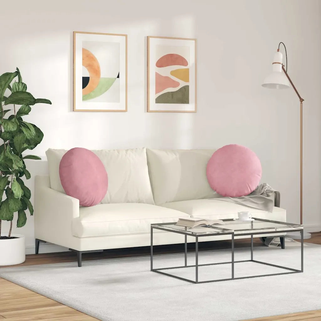 Cuscini per Seduta 2 pcs Rosa Ø50 x 19 cm Velluto