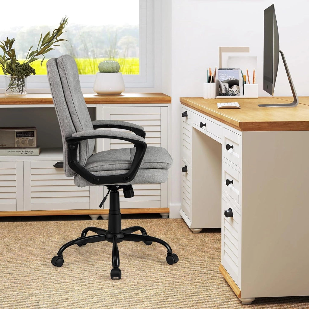 Sedia da Ufficio Ergonomica Regolabile in Altezza, Poltrona da Computer Traspirante con Ruote, Sedia da Scrivania Girevole, con Braccioli, per PC per Studio, Ufficio, Sala Giochi